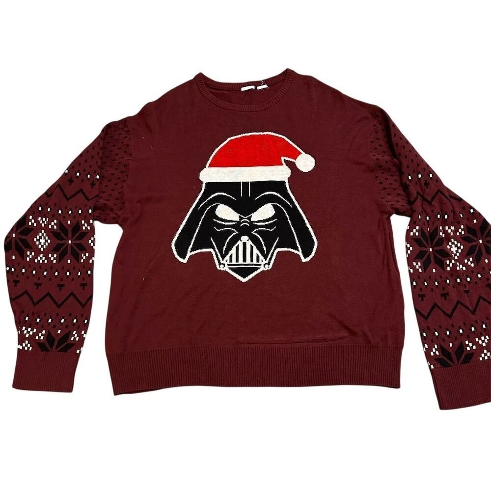 Disney Star Wars Darth Vader Holiday Pullover Sweater Maroon XL Unisex
